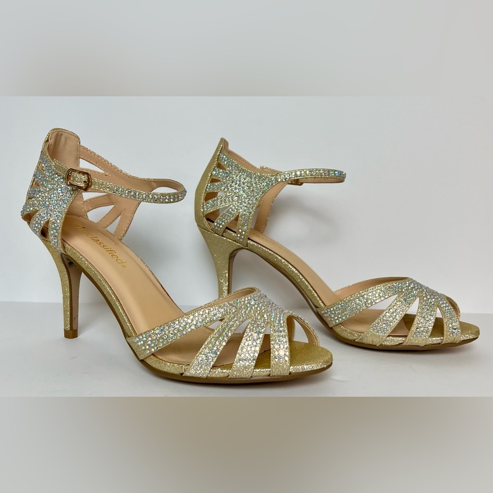 Gold Bling Rhinestone Heels Sz 7.5M by CityCassified - Picture 3 of 9